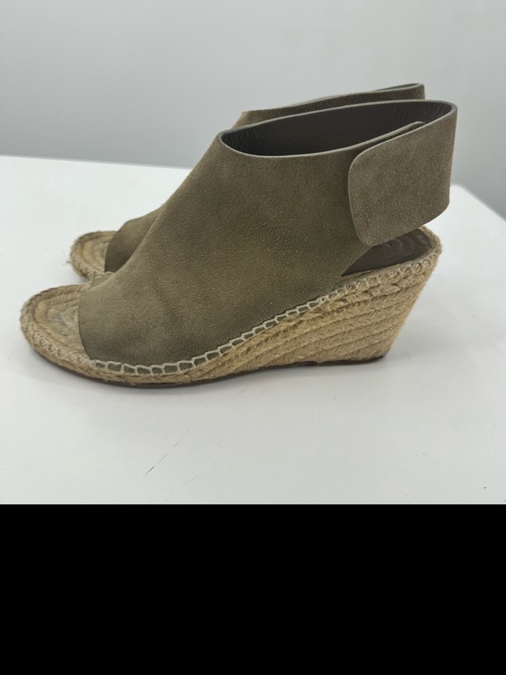 Celine Taupe Suede Open Toe Espadrille Wedge Sandals Size 39